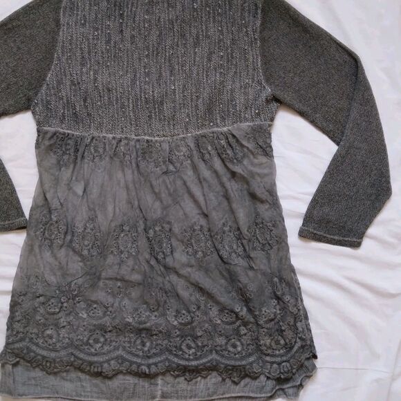 Simply Couture Top Tunic Gray Long Sleeve Lagenlook Shabby Cottage Womens 2XL - Picture 16 of 16